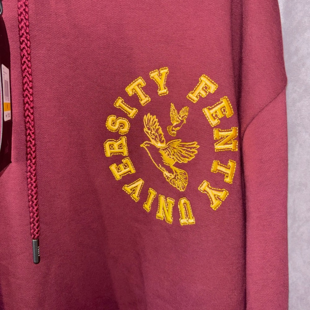NWT Puma x Fenty Rihanna Women Medium Tawny Port Maroon Back Lacing Hoodie $130 - Picture 6 of 10